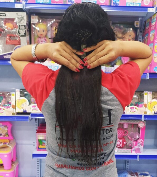 Cabelo H50cm 50g 6,50 Castanho, Liso Comqueratina (3)