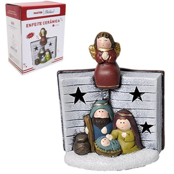 Enfeite Presepio De Ceramica Com Led Livro Bx5830 8276407