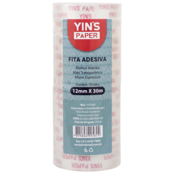 Fita Adesiva Transparente Yins Paper 1un 12mmx30m Yp7495 (1)