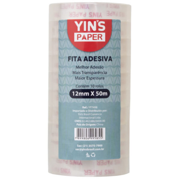 Fita Adesiva Transparente Yins Paper 1un 12mmx50m Yp7498 (1)
