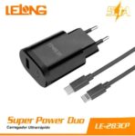carregador turbo tupo c e ios iphone le-283cp lelong 5.1a