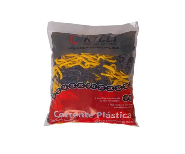 CORRENTE ZEBRADA 10M AMARELO E PRETO PLASTICO 6MM 1