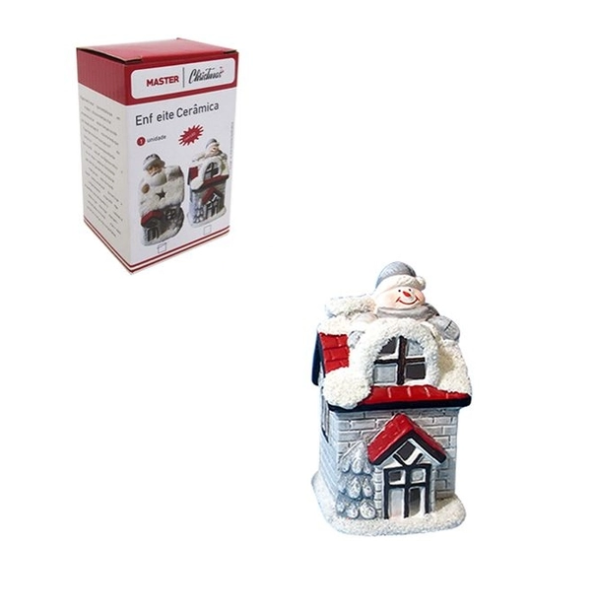 Enfeite Ceramica Casinha Papai Noel Com Led 7×6,5×11 Dny6282