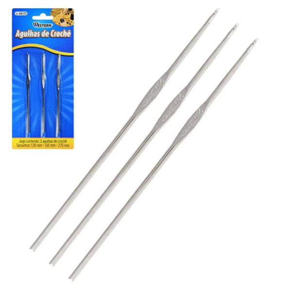 Kit Com 3 Agulhas De Crochê, Western