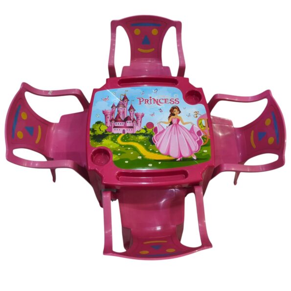 kit conjunto de mesas e cadeiras com 1 mesa e 4 cadeiras infantil-rosa