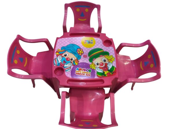 kit conjunto de mesas e cadeiras com 1 mesa e 4 cadeiras infantil-rosa-patati patata