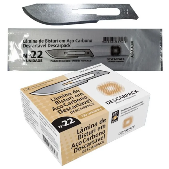 Lamina De Bisturi Em Aço Descartavel N 22 Descarpack 1un (1)