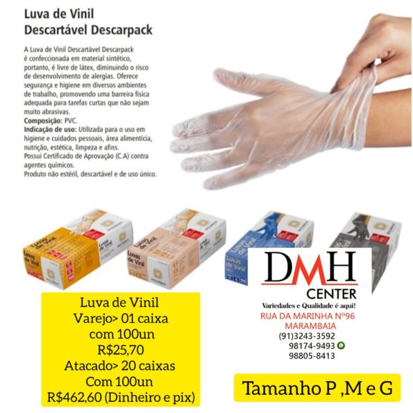 Luva De Vinil Descartavel 100un Oferta Descarpack