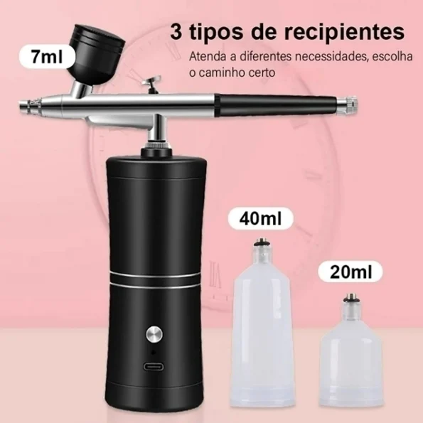 aerografo injetor de oxigênio recarregavel compressor de ar cor preto (2)