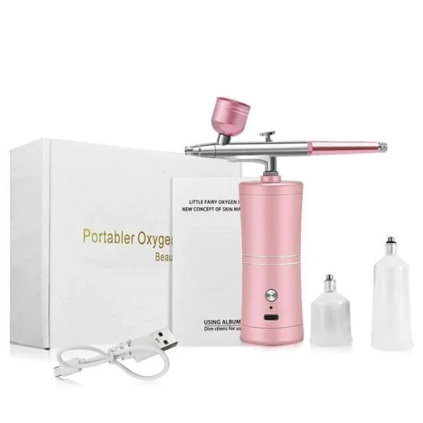 aerografo injetor de oxigênio recarregavel compressor de ar cor rosa