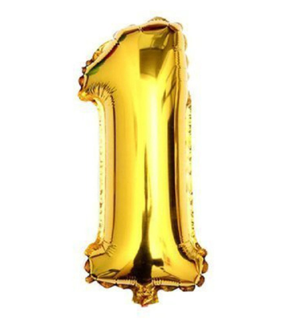 balao dourado cor ouro numeros ballon 16´´ 40cm letter wb cn499 – numero 1