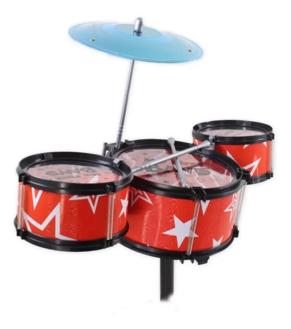 bateria musical 3 tambores infantil com baquetas e banco tk-1047 brinquedo (2)