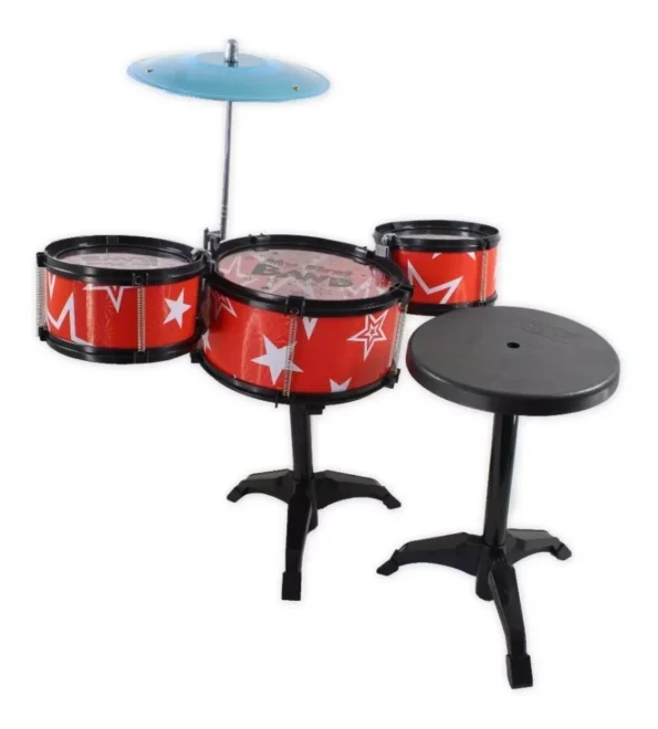 bateria musical 3 tambores infantil com baquetas e banco tk-1047 brinquedo (3)