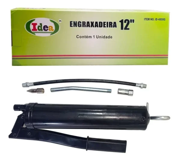 bomba de graxa 500g engraxadeira bico rígido e flexível12 id-4808g ferro idea