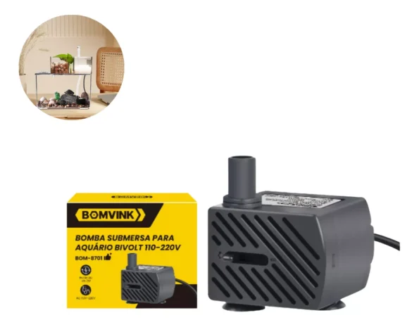 bomba submersa aquario biv 2w circul e filtragem bom-8701