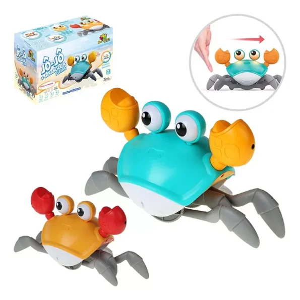 brinquedo caranguejo fujão toca musica sensor indução robô – azul (2)