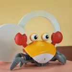 brinquedo caranguejo fujão toca musica sensor indução robô – laranja (2)