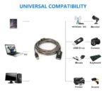 cabo extensão usb 2.0 10m dvr pc blindado amplificador profissional xt-2071 1