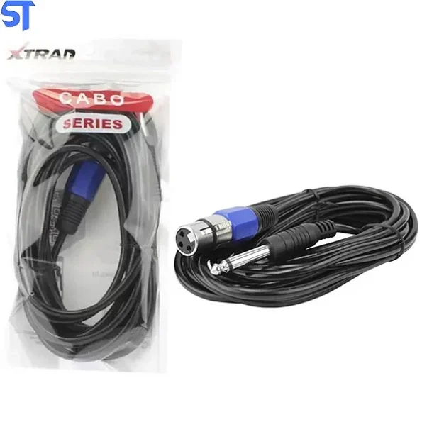 cabo para microfone p10 mono xlr fêmea 4,61m xt-5326 xtrad 1