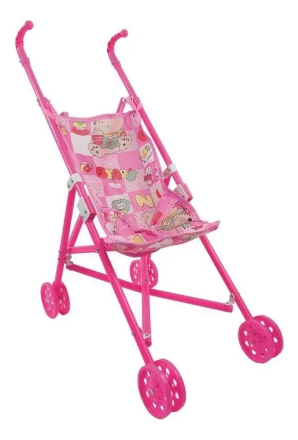 carrinho de boneca 60x35x20,5cm plastico tk-1961 rosa