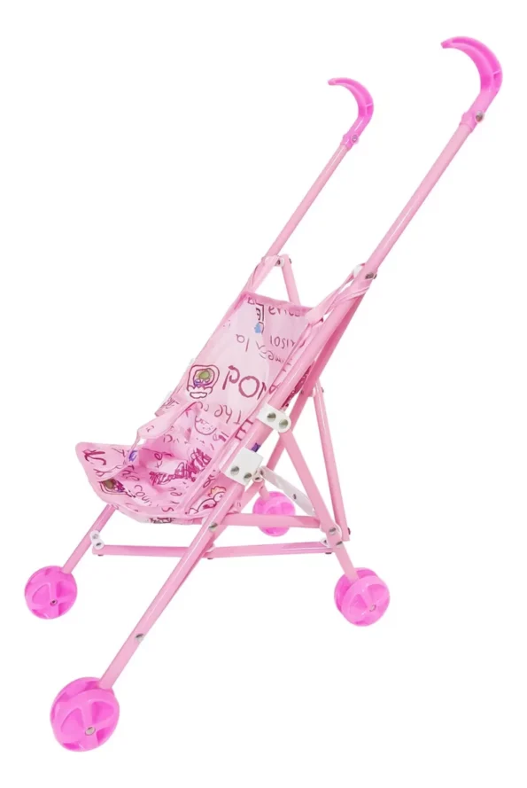 carrinho de boneca 60x35x20,5cm plastico tk-1961 rosa-claro1