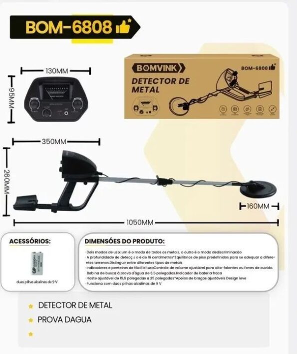detector de metal subterranea bom-6808 bomvink