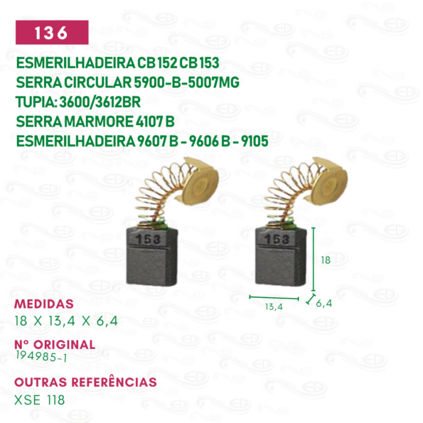 escova carvão makita para esmerilhadeira motor reparo cod 136
