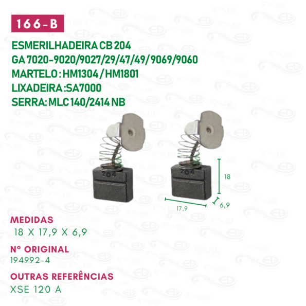 escova carvão para esmerilhadeira motor reparo cod 166- b