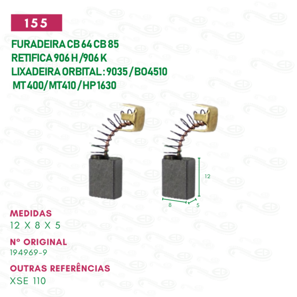 escova carvão para furadeira retifica motor reparo cod 155