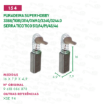 escova carvão para furadeira super hobby motor reparo cod154 c16x7,9×4,9