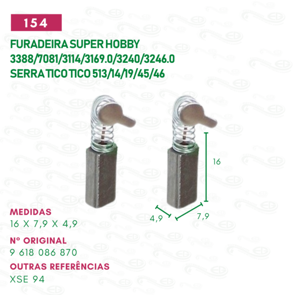 escova carvão para furadeira super hobby motor reparo cod154 c16x7,9×4,9