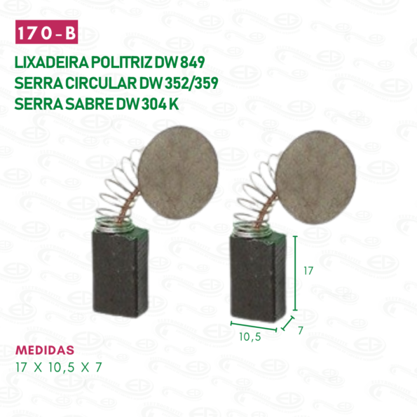 escova carvão para lixadeira politr motor reparo cod 170- b