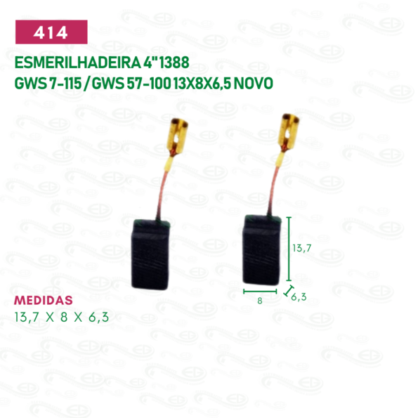 escova para esmerilhadeira 1388 carvão motor reparo cod 414