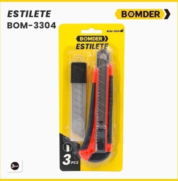 estilete com lamina bomder bom-3304 3pçs18mm