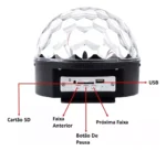 globo magico 6 cores de led de luz rgb controle e usb lk306b