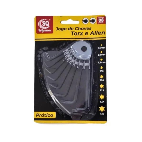 jogo de chave torx e allen com 8 pecas cartela sq-3291