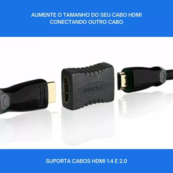 junção adaptador para aumentar cabo hdmi daptador hdmi fêmea x hdmi fêmea