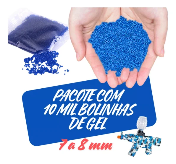 kit 10 mil 10000 bolinhas de gel arma brinquedo munição cor azul rdl arminha (1)