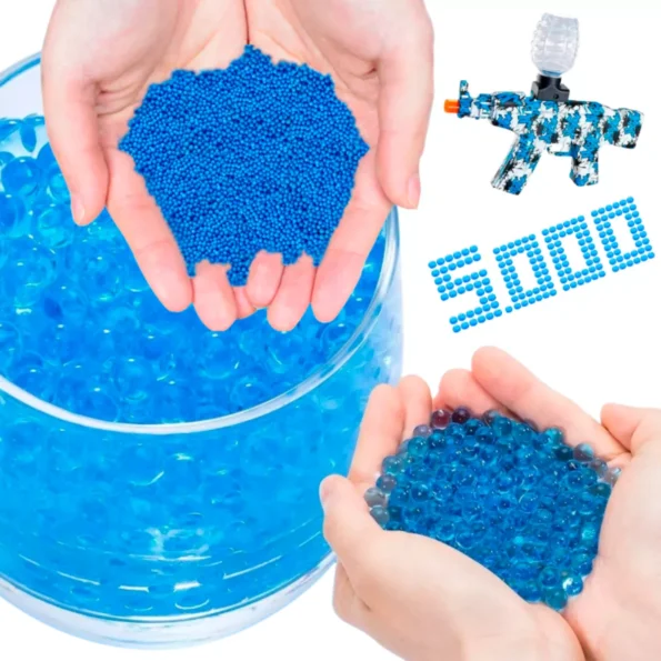 kit 5mil 5000 bolinhas de gel arma brinquedo munição cor azul rdl arminha