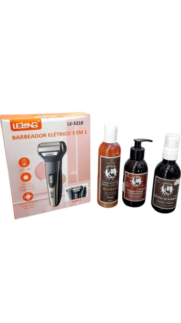 kit barbear elétrico 3 em 1 + produtos para barba.JPG