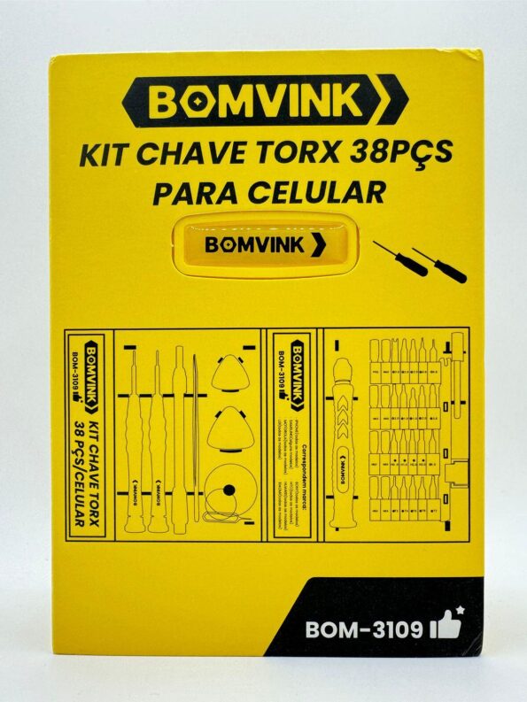 kit chave torx 38pcs para celular bom-3109 bomvink