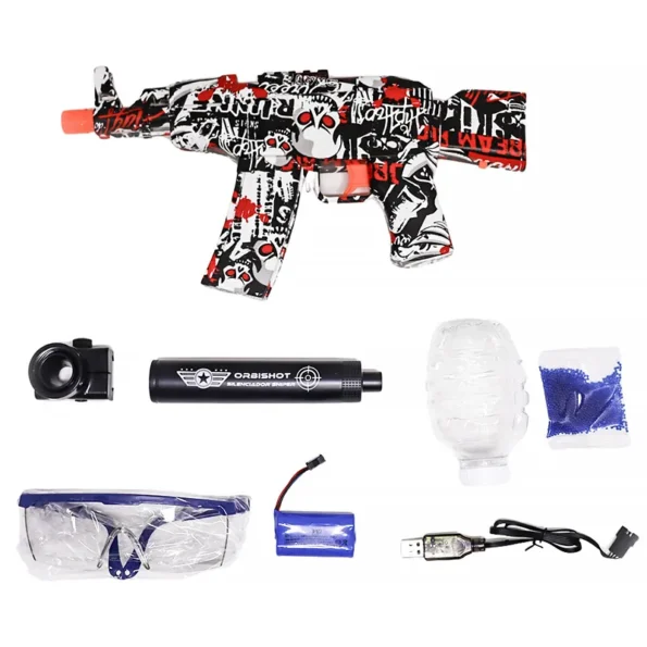 lançador pistola arminha ak-47 eletrica de gel blaster m416 7-8mm vermelho (1)