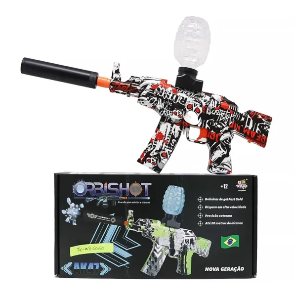 lançador pistola arminha ak-47 eletrica de gel blaster m416 7-8mm vermelho (2)