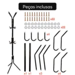 mancebo cabideiro organizador 12 ganchos para roupas bolsa cor preto mb-10p (2)