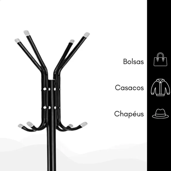 mancebo cabideiro organizador 12 ganchos para roupas bolsa cor preto mb-10p (2)