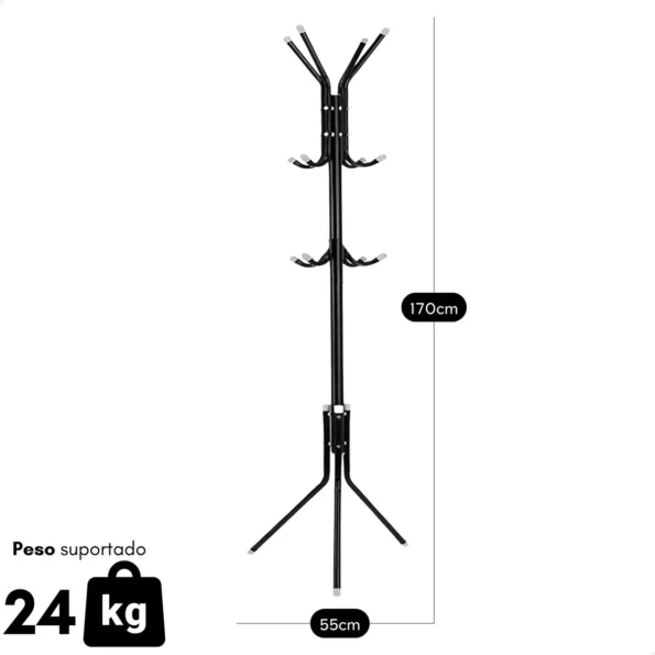 mancebo cabideiro organizador 12 ganchos para roupas bolsa preto mb-10p 24kg (1)