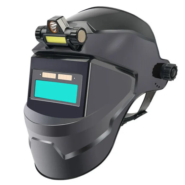 mascara capacete de solda lente escurecimento automático com lanterna
