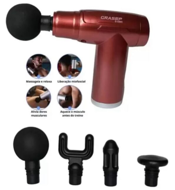 massageador pistola gun 5v recarregavel d-em11 grasep