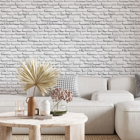 papel de parede 45cmx5m decorativo interponte pvc hd68134- tijolinho cinza