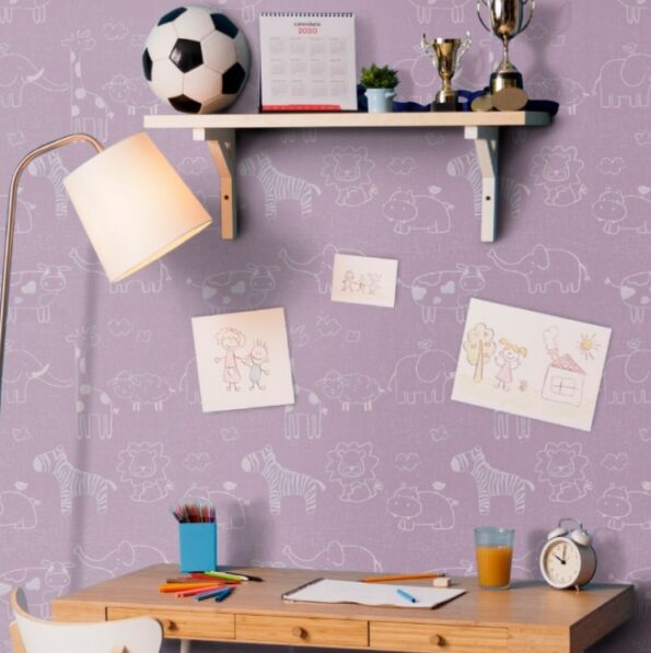papel de parede 45cmx5m decorativo interponte pvc hd68137- animais rosa